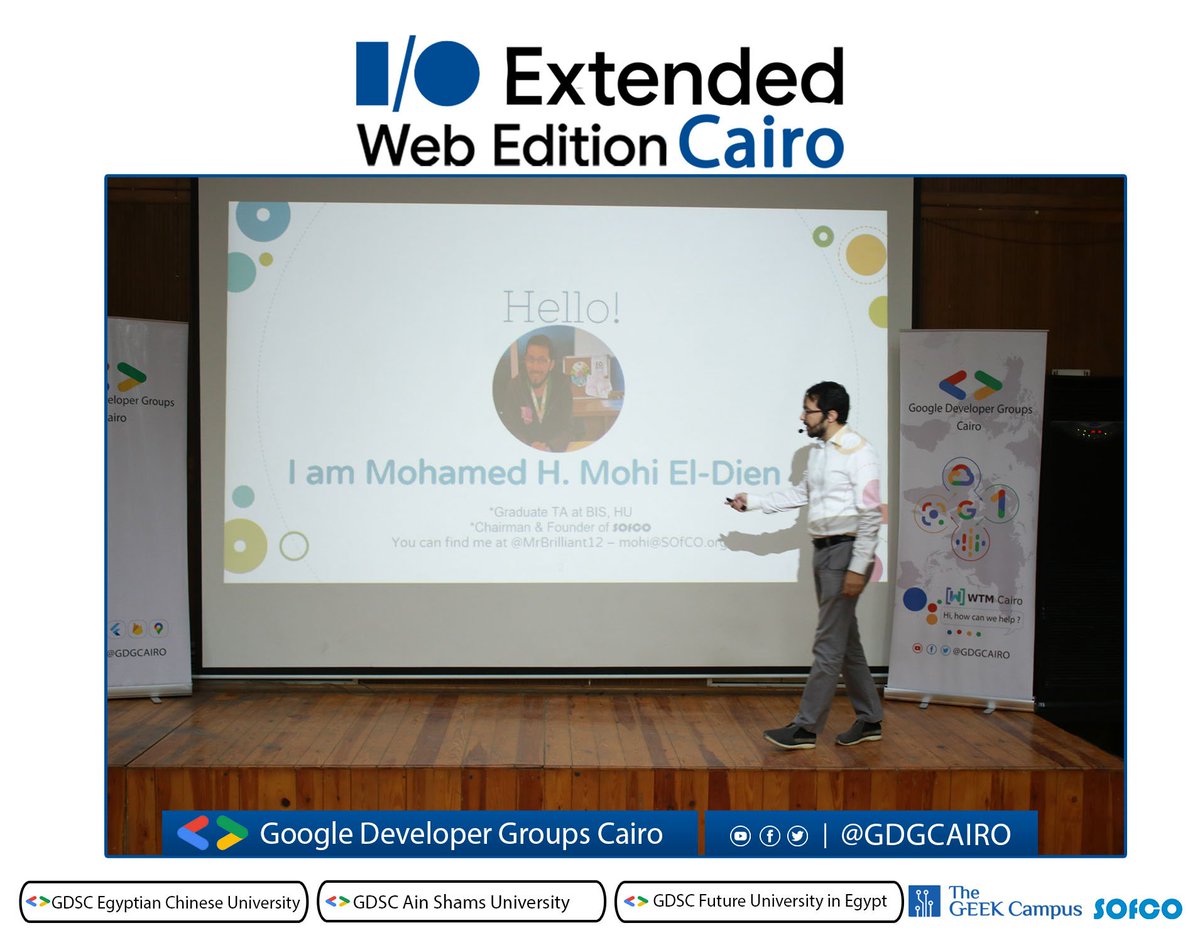GDGCairo's tweet image. #Google_IO_Extended_Web_Edition_22_Cairo
 Mohamed Mohi El-Dien is now on stage  to tell us more  about 
Announcements For AI/ML Developer Community 
Mohamed is 
CEO and Founder of SOFCO LLC 
which is now a certified Microsoft Partner
#GDG_Cairo #ioextended22
#IOExtendedWebEdition