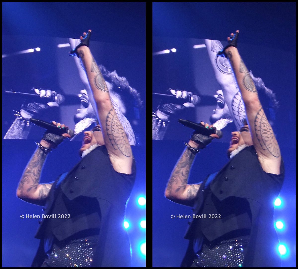 More Queen + Adam Lambert from their second show (18 July) in Copenhagen, all for cross-eye freeviewing. What a show!