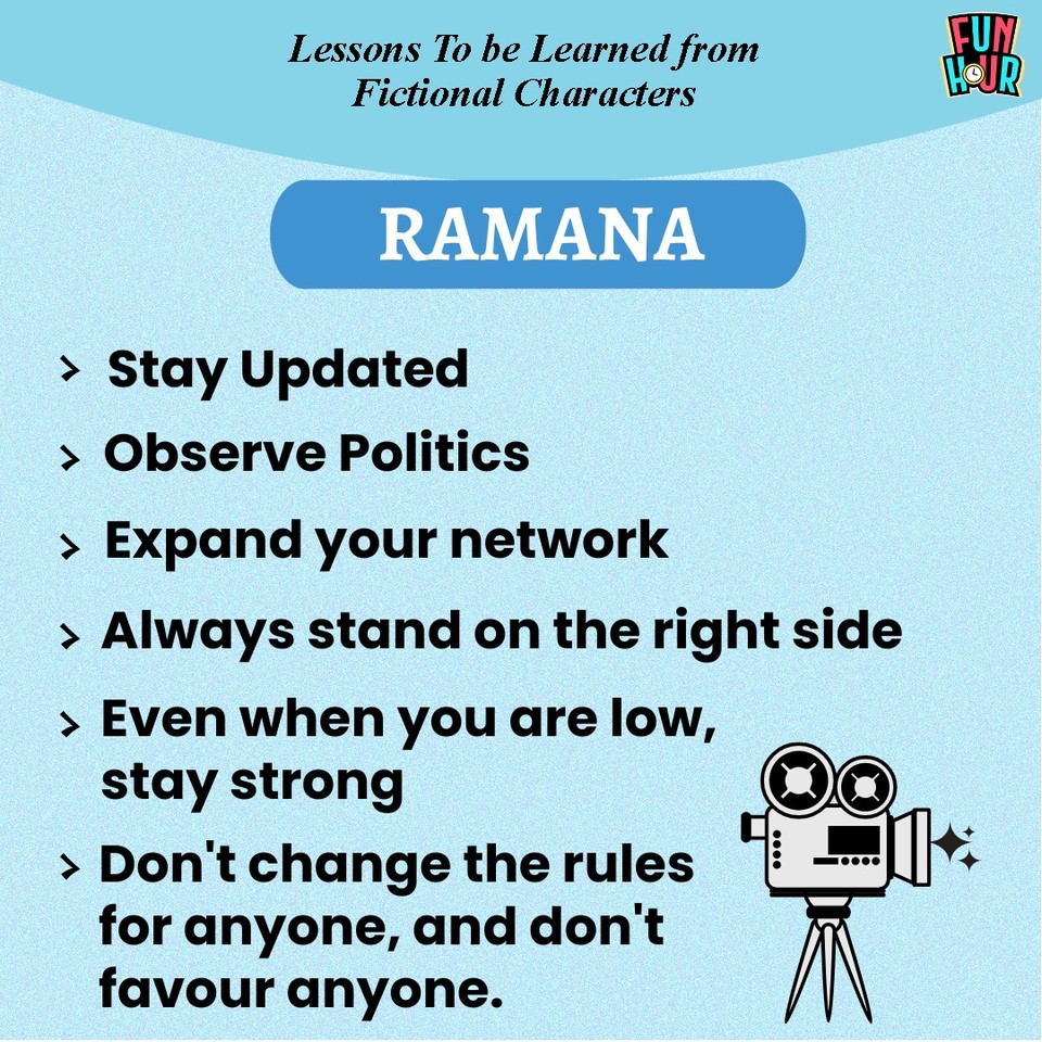 Lets learn from the fictional characters from movie 🎬

Movie Name : Ramana
Character : Ramana 

To learn more follow @funhourofficial

#funhour  #growwithfunhour  #tamilmovie  #fightfortruth   #politics  #vijayakanth #fictional #fictionalcharacter #ramana