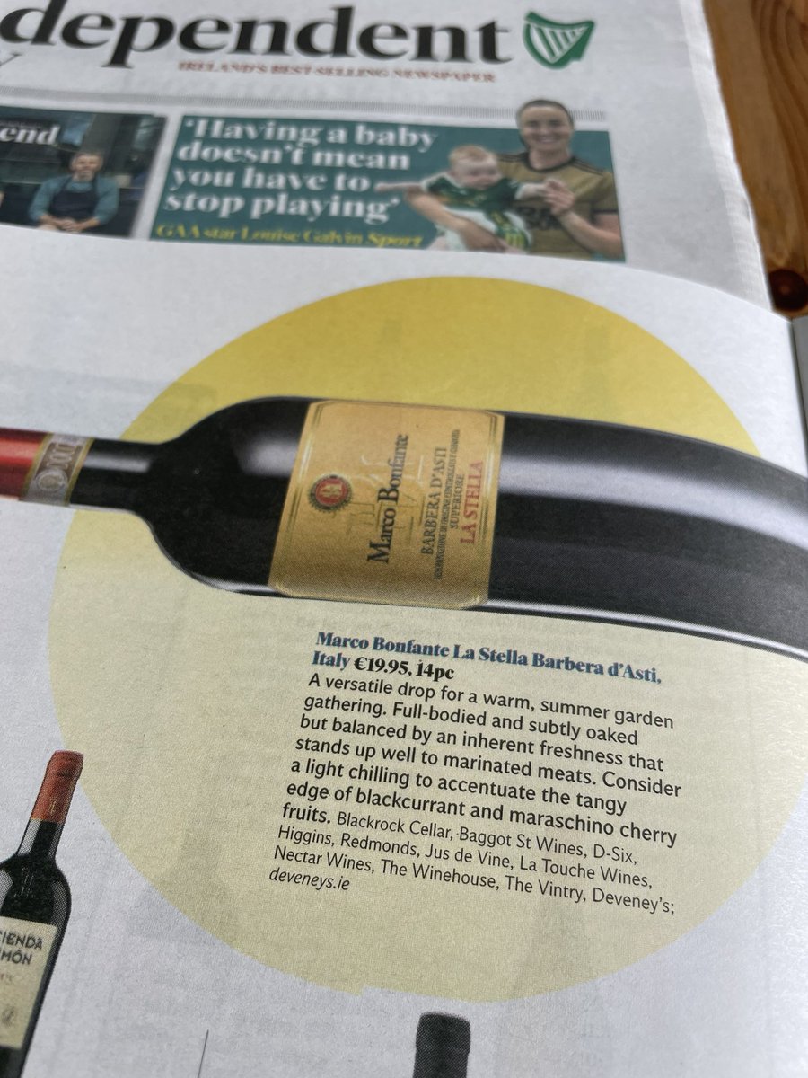 🍷Marco Bonfante Barbera d’Asti @AoifeCarrigy_ BBQ friendly red in todays @Independent_ie 🍖🥩🍔😍