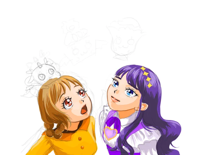 ここまでが限界だー!腰が…しぬ…いつ仕上げられるのか#デパプリ #デリシャスパーティプリキュア #イラスト #途中 