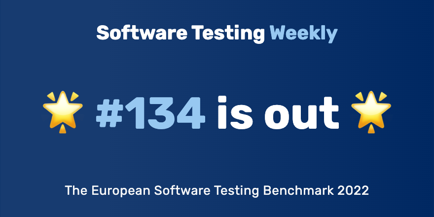 Hey! 🙂

The 134th issue is here!
softwaretestingweekly.com/issues/134

Congrats <a href="/zhiminzhan/">Zhimin Zhan</a>, @testerfromleic, <a href="/unremarkableQA/">Areti Panou</a>, @fullsnacktester, <a href="/flyvenkat/">Venkat Ramakrishnan</a>, @maaretp, @buggylina, @danashby04, <a href="/simon_kirekov/">Semyon Kirekov</a>, <a href="/KTeltov/">Kostiantyn Teltov</a>, <a href="/eliasnogueira/">Elias Nogueira 🇧🇷🇳🇱</a>, <a href="/TomFernBlog/">Pablo (Tomas) Fernández</a>, <a href="/gil_zilberfeld/">Gil Zilberfeld (TestinGil)</a>!

#SoftwareTesting #QA