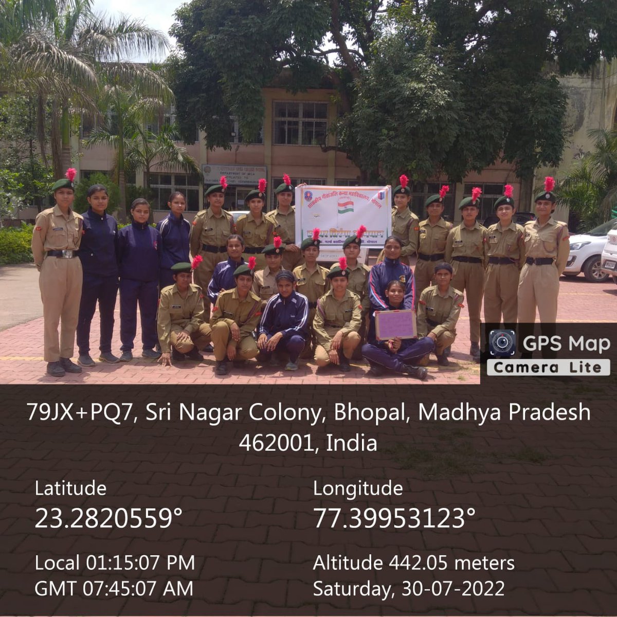 HarGharTiranga_अभियान_से_जुड़ें Cdts of Geetanjali College of 4 MP girls bn  NCC took out a rally to spread awareness about Har Ghar Tiranga. @HQ_DG_NCC  @NccDteMPCG @schooledump @highereduminmp @JansamparkMP, image size:1200x1200