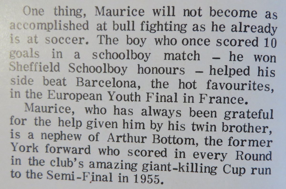 Project?! Don Revie signed 14 year old Sheffield twins Maurice &amp; Norman Parkin in 1964. The former stayed at Leeds longest but released to Shrewsbury in July 1968 &amp; would play in the States. His brother went to Chesterfield &amp; would experience European football with Valetta.
#LUFC