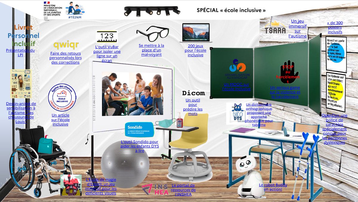 tomchambon's tweet photo. Un mur spécial "école inclusive" a été créé en collaboration avec @GauthierERUN77 du PÉI/DSDEN77 
⚖🦾👩‍🦽👨‍🦯

👇10 liens (ex/)inclusifs à découvrir:
https://t.co/SK8juyczbn

#TÉ2NM #territoireéducatifnumériquenordmeldois
#newsletter #éducation #numérique @AcCreteil @education_gouv https://t.co/Wg9VA5VJ4v