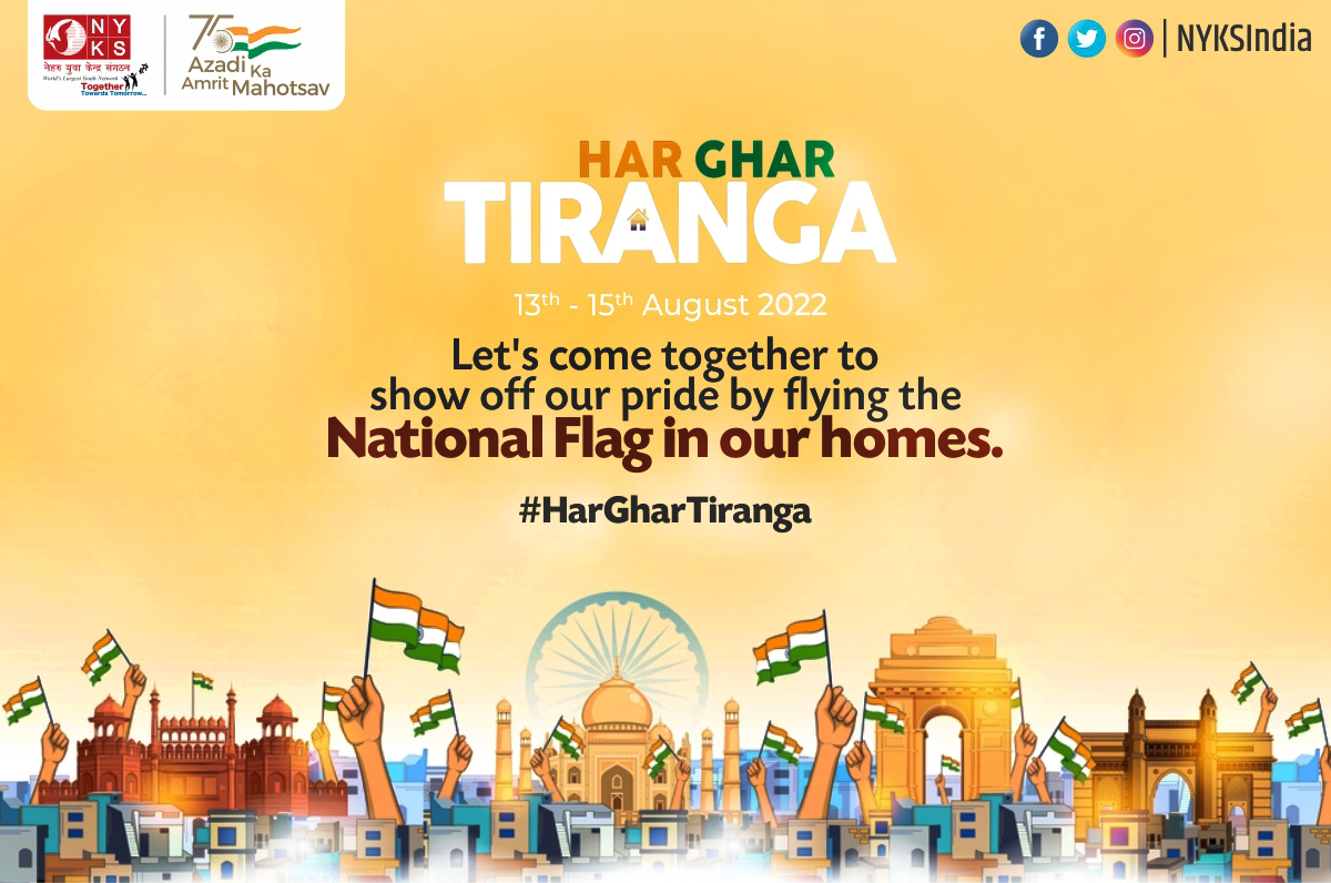 MYBharatHQ's tweet photo. Let's take a pledge to hoist the #NationalFlag in our homes from 13-15 August and show the world we are one! 

#HarGharTiranga #JaiHind  #IndiaAt75 #countdown 
 
@mygovindia @NisithPramanik @arunednyks @sanjayjavin @narendramodi @AmritMahotsav @HarGharTiranga1 @YASMinistry https://t.co/s3DvEGJrIJ