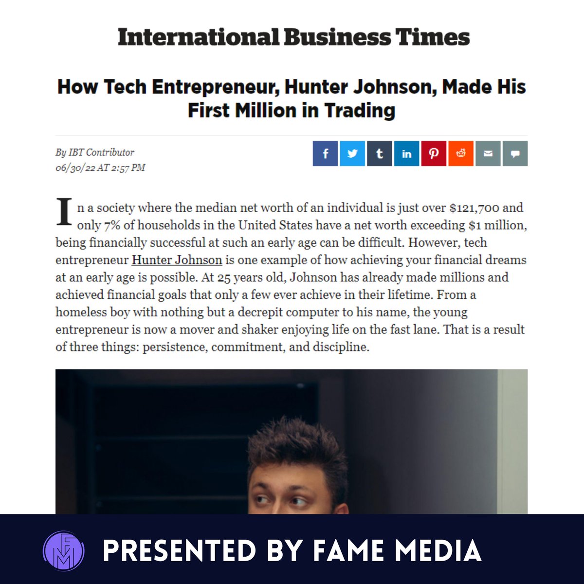 famemedla's tweet image. Our client, Hunter Johnson, shares how he made his first million in trading. 

Read here: ibtimes.com/how-tech-entre…