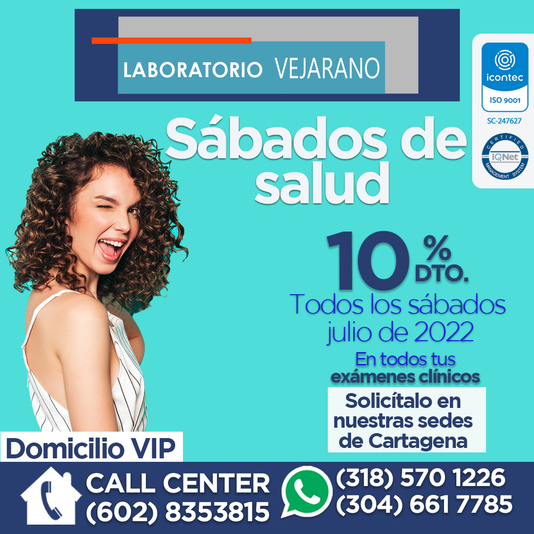 LabVejarano's tweet photo. ¡Llegaron los días de salud a Cartagena!
Acércate a nuestras sedes en Cartagena todos los Fines de semana y reclama tu descuento para tus exámenes clínicos con la mejor calidad y los mejores precios del mercado.
Recuerda que este beneficio, que se termina el 31 de julio. https://t.co/3uR1DlORyU