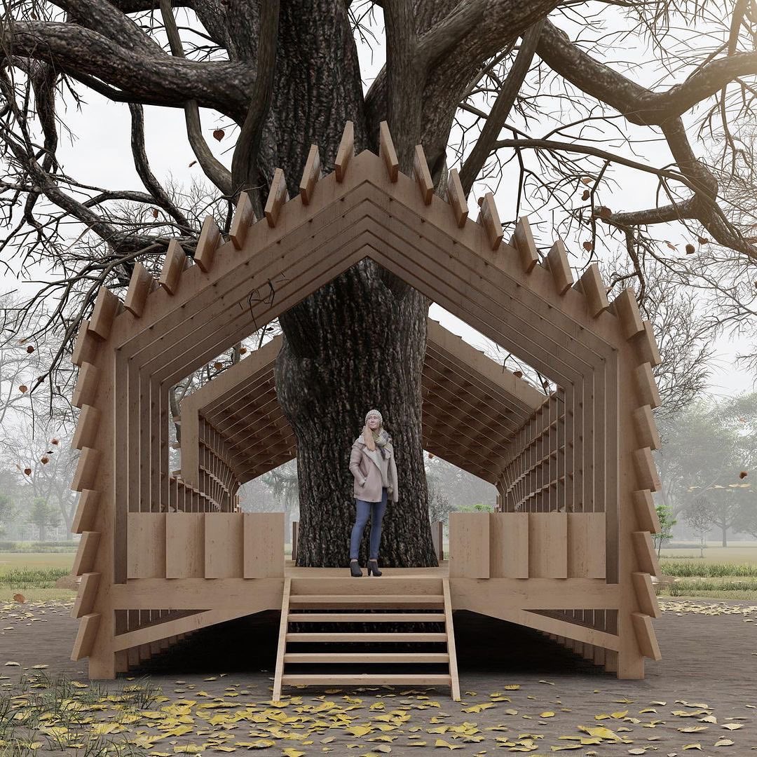 'The Outdoor Room,' Nuru Karim’s proposal for the Royal Botanic Gardens, Kew, and the Museum of Architecture competition to design treehouses across Kew UNESCO World Heritage Site.

🖋 Architect: @NuruKarim
⚒️ Structural Design: @ArupGroup 

#treehouse #wood #woodworking