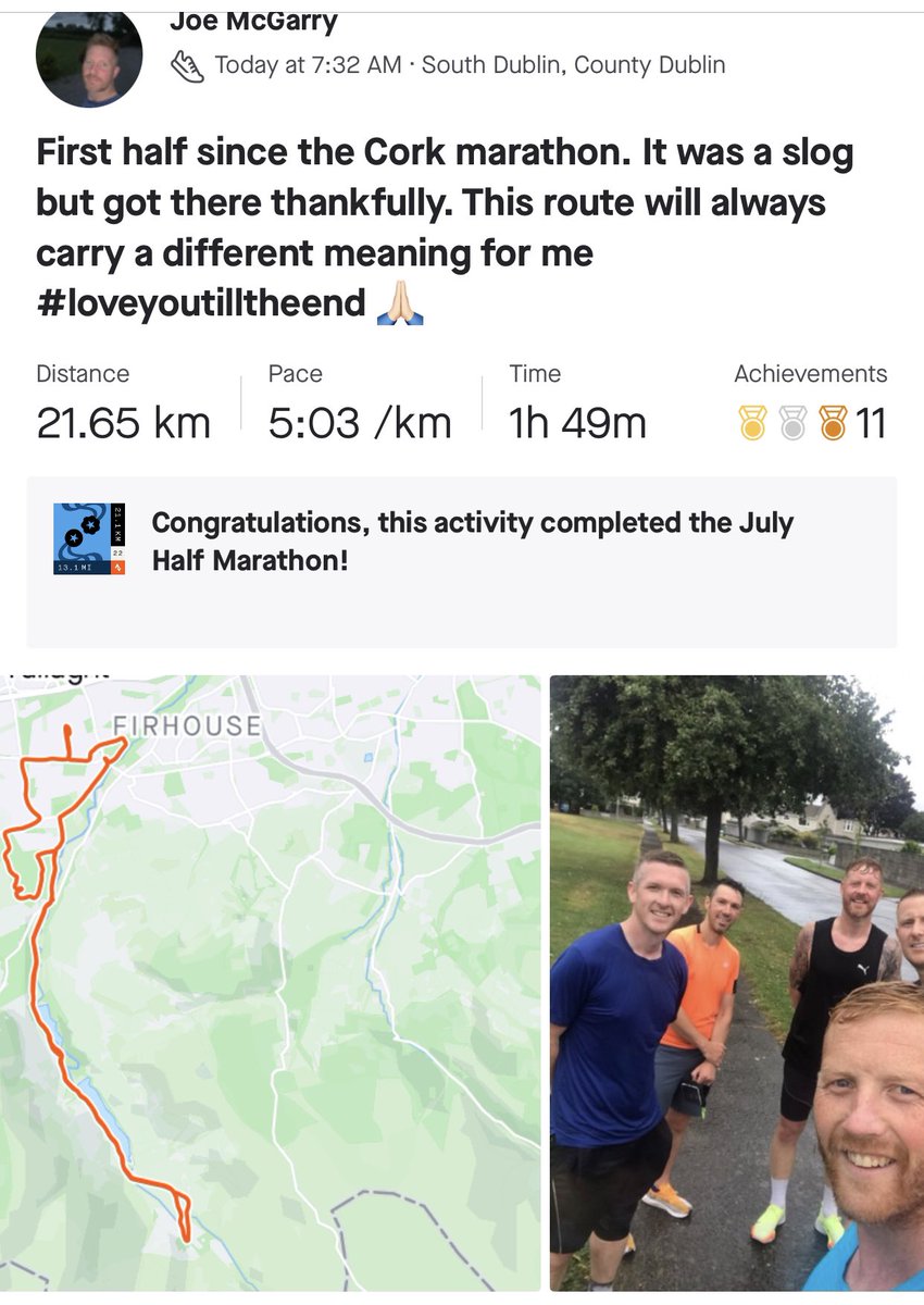 McGarryJoe's tweet photo. Great to get a bit of distance into the legs this morning 🏃‍♂️, the count down to the @dublinmarathon is well and truly on #run #halfmarathon #bettertogether #loveyoutilltheend https://t.co/PJjKpGKqiw