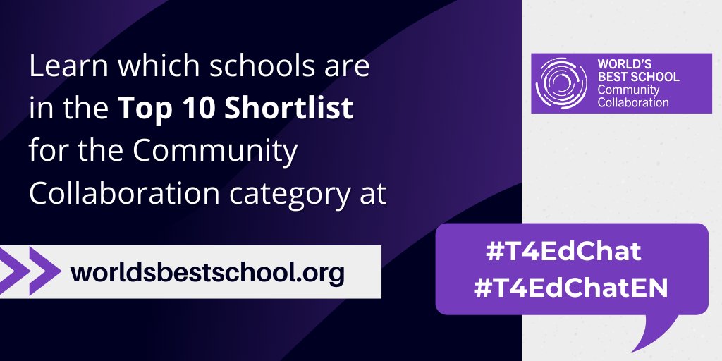 Learn which schools are in the Top Ten Shortlist for the Community Collaboration category t4.education/prizes/worlds-…

#T4EdChat
#T4EdChatEN
