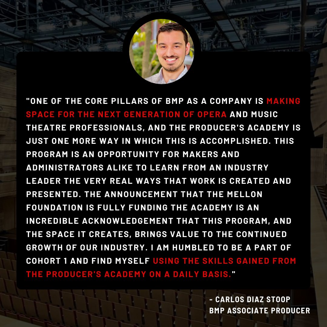 BMPOPERA's tweet photo. A testimonial from @CDStoop - our multi-talented #AssociateProducer and #ProducerAcademy alumnus. Don't wait any longer!
Applications close at 11:59pm on August 1st. Find all the information you need here https://t.co/FlGRurJHy6
#BMP #OperaProduction #OnlineWorkshop #Producer https://t.co/vJlvspTGeA