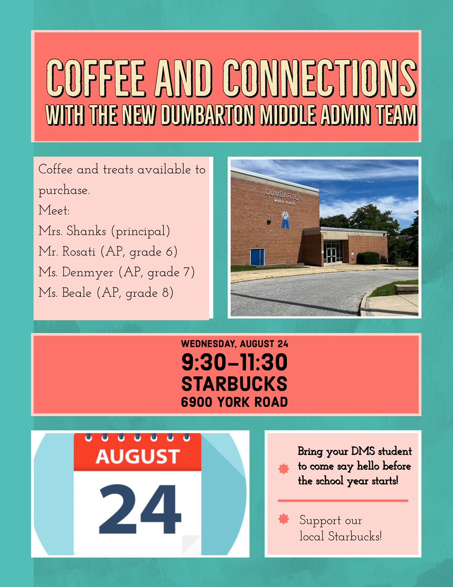 Come meet our new team at Starbucks on the 24th!