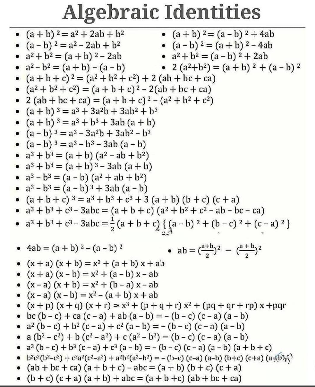 Boost your knowledge on twitter algebraic identities https t co