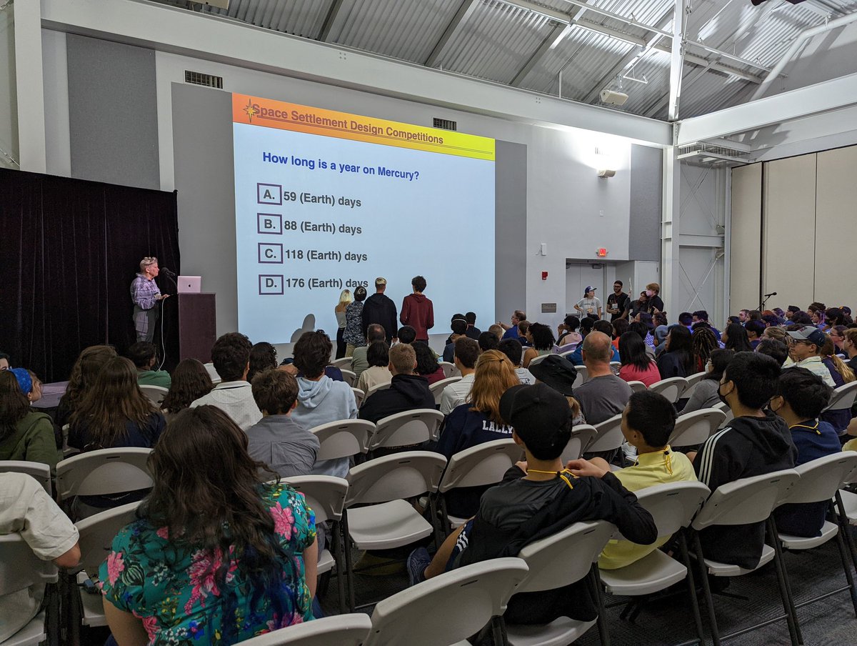 Our CEO Anita Gale quizzes our International Space Settlement Design Competition contestants on #space facts.  Let the contest begin! 🚀🚀🚀