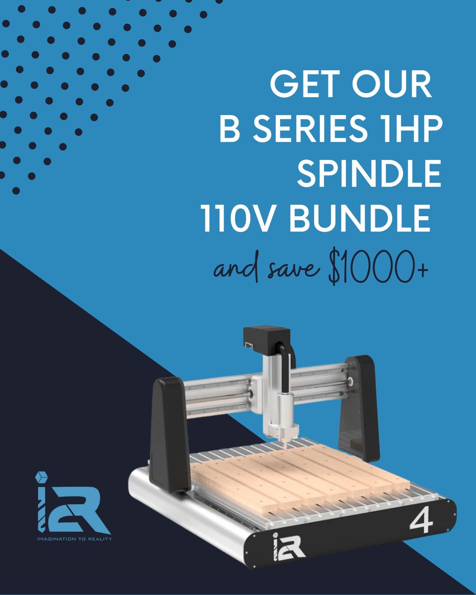 i2R_CNC's tweet photo. Your dream bundle is now more affordable! 

Get our B SERIES 1HP SPINDLE - 110V and save $1000+! Get it with spot cash or through Clicklease. Questions? Message us!

#cnc #i2r #cnccommunity #cncowners #woodworker #woodworkerlife #hobbyshop https://t.co/tLqRYAogWB