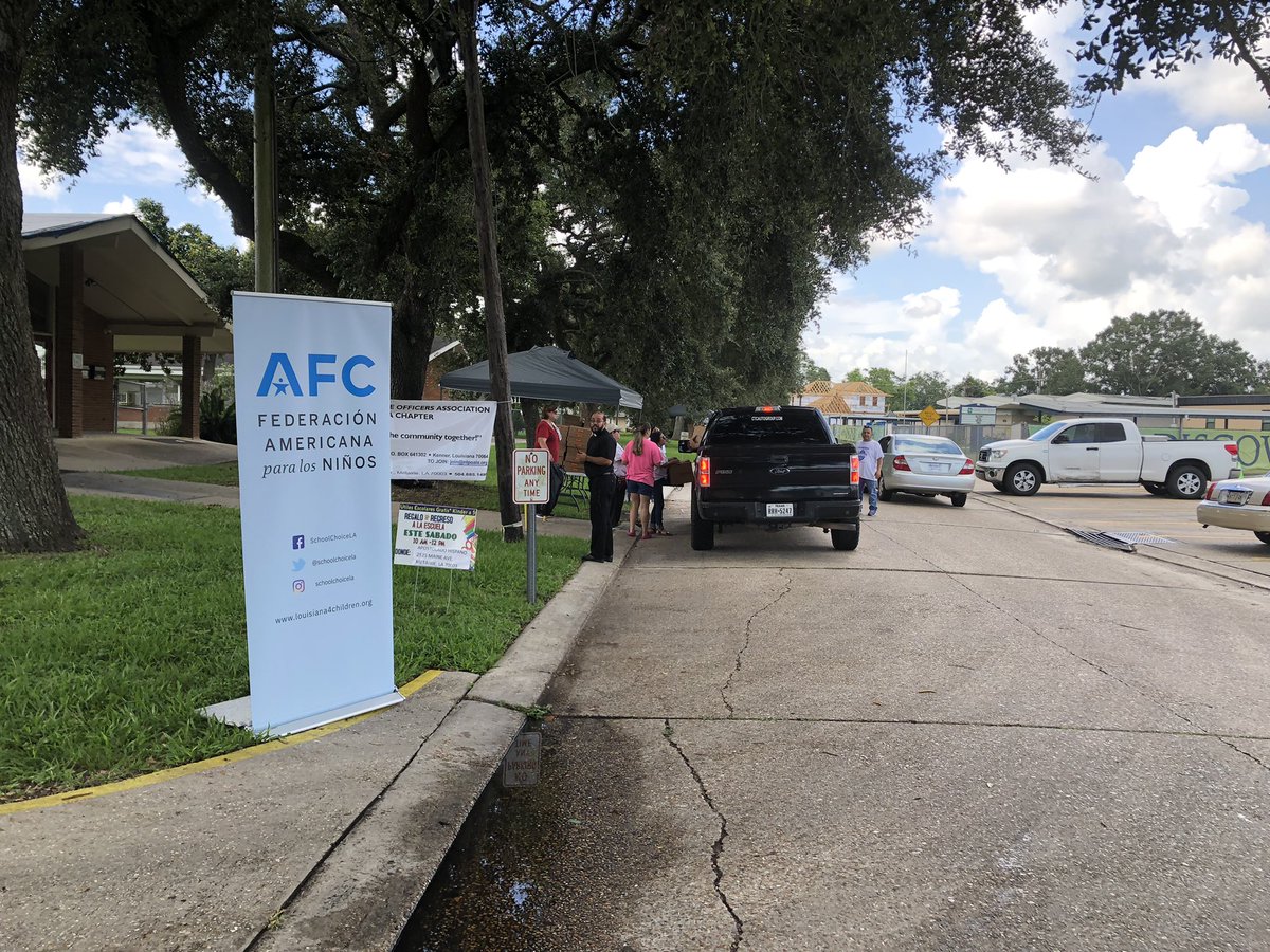 Saturday morning with the Archdiocese of New Orleans Hispanic Apostolate Back to School Supplies Giveaway. #schoolchoice