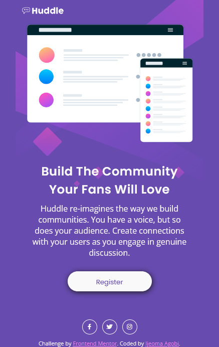AG_Ijeoma's tweet photo. Completed the Huddle landing page project given to my track (front-end development) by @Techathonian for #techathononepointzero.
check out my repo here: https://t.co/sTHygs4X8A https://t.co/PA8oUaJ7S0