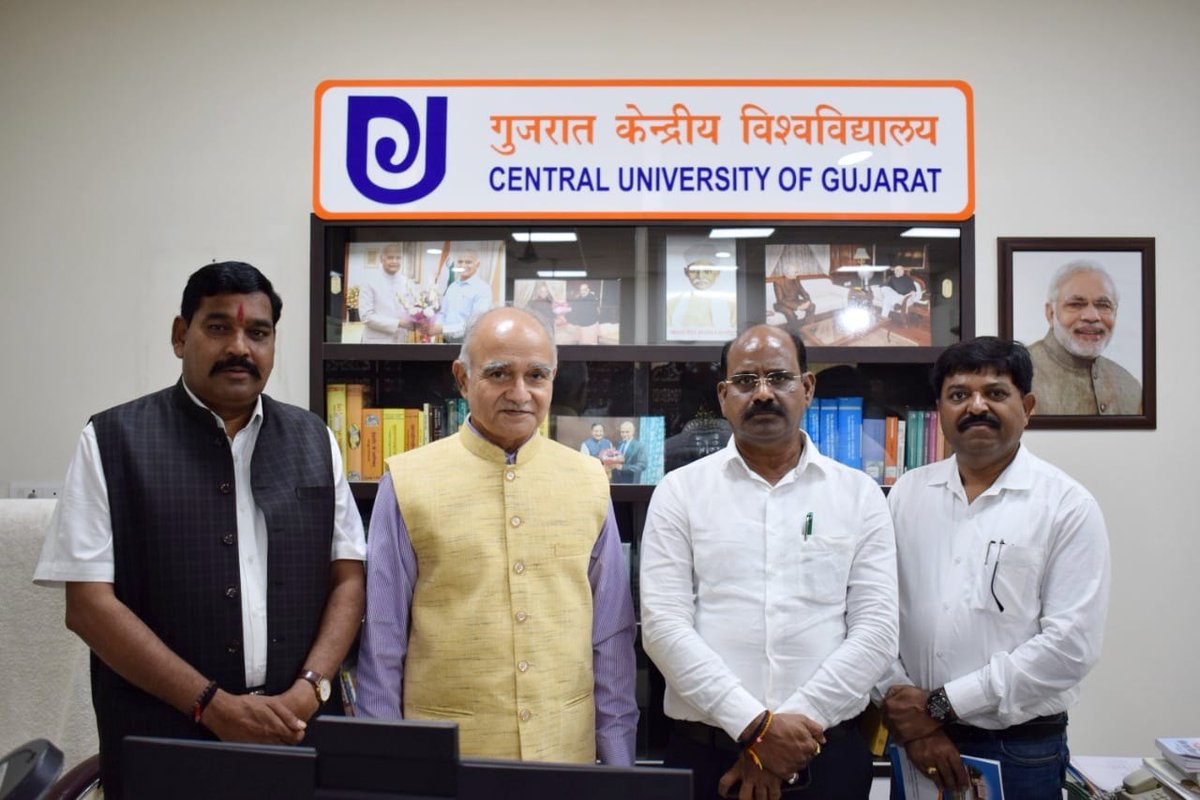RamaShankerDub5's tweet photo. @PROCUG1 
A press conference was organized in Central University of Gujarat today by Dr. Ambedkar Centre of Excellence where Cabinet Minister of Social Justice and Empowerment, Gujarat, Shree Pradipbhai Parmar and Minister of State, Education, Dr. Kuberbhai Dindor were present. https://t.co/d5LTVDbJiZ
