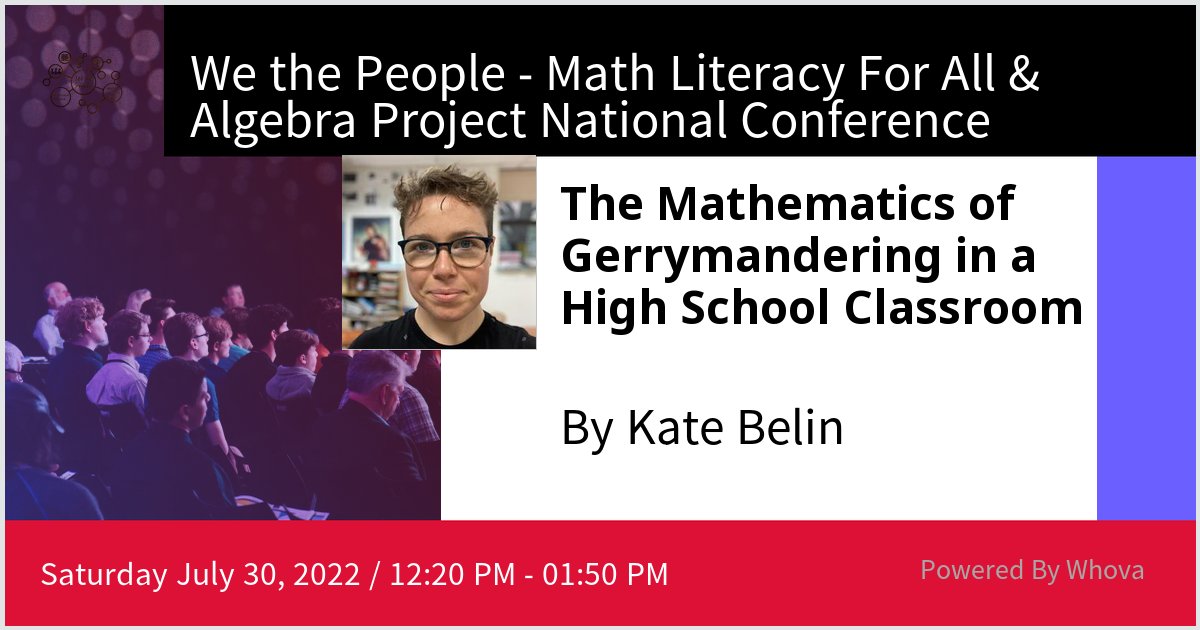 Happening TODAY at 12:20ET -- free and open to the public. I'll be presenting with my co-teacher @annoyingdrones and three of our rising seniors! @fannielouhs  #mathliteracyforall #algebraproject #bobmoses #WTPML4AConference - via #Whova event app