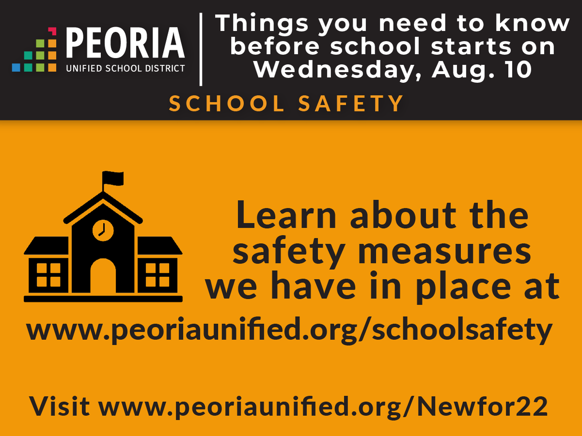 As a school district, we remain committed to the safety of our students and staff. You can learn more about the safety measures we have in place at peoriaunified.org/schoolsafety or listen to a recent Trending Peoria podcast where we discuss ​safety at ​peoriaunified.org/trendingpeoria.