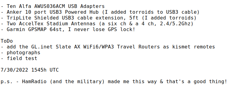 icurnet's tweet photo. Preparation going well, similar gear to last year ->so far, til Amazon arrives<-

#WWWD #WWWD2022 #pentoo @rfhackers @wiglenet @defcon

(see screenshots for the rest) https://t.co/ahvySzs0xL