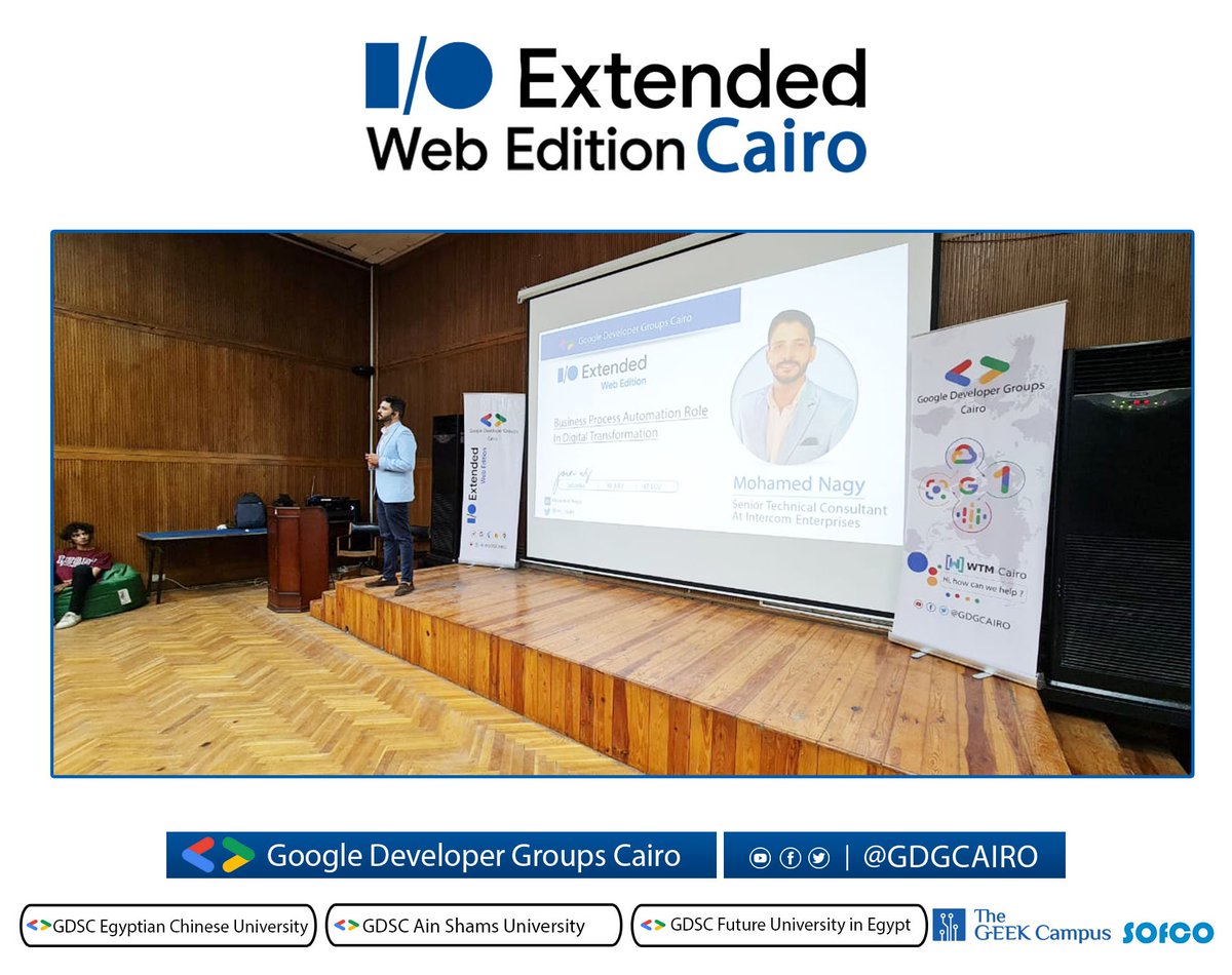 GDGCairo's tweet image. #Google_IO_Extended_Web_Edition_22_Cairo💥

Now it is time for a great session with 👨‍💻Mohamed Nagy🔥
Mohamed  will take the stage by storm to tell us about 
Business Process Automation role in Digital Transformation 🙌
#GDG_Cairo
#ioextended22
#IOExtendedWebEdition
#IOExtended22