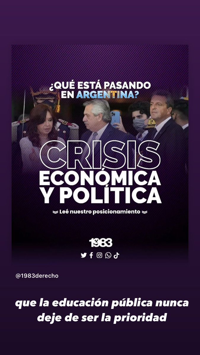 1983derecho's tweet photo. Todos los problemas que atravesamos como sociedad deben encontrar su solución en más inversión en educación,que es la única salida posible para un futuro mejor. https://t.co/SJt0yt1MNk