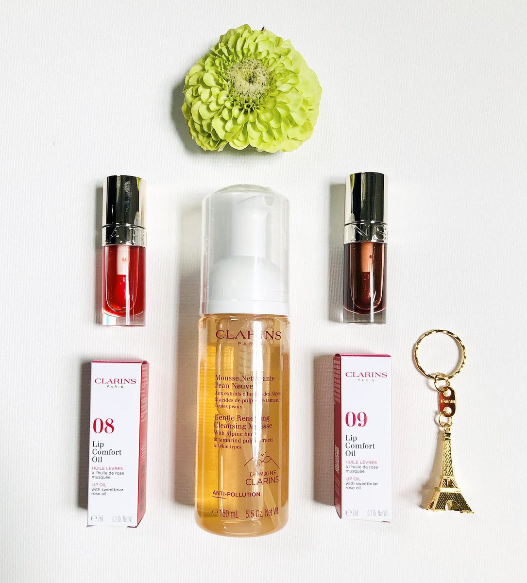 Bonus "Thank You, Followers" Clarins Twitter Giveaway! I'm giving away the soothing Gentle Renewing Cleansing Mousse, Lip Comfort Oil in 'strawberry' &amp; 'chocolate' + Eiffel Tower key ring to thank my wonderful followers. To enter, follow <a href="/davelackie/">dave lackie</a> &amp; RT (ends 09/22) #win