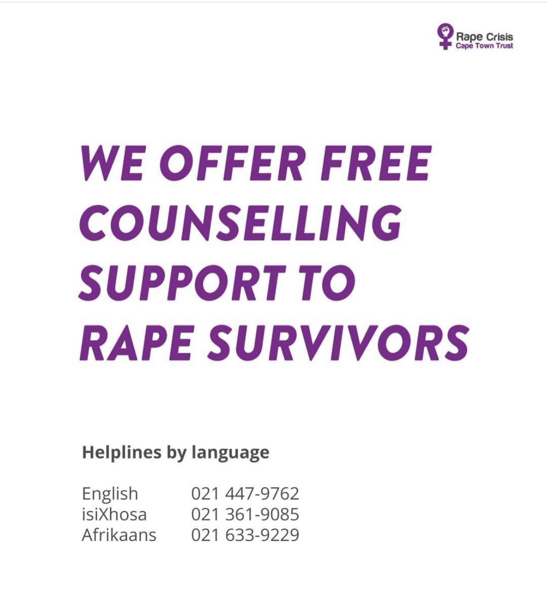 alisontilley's tweet image. #Krugersdorp Many people will be triggered by the news right now. You can call the @RapeCrisis Counselling line any time. #endthescourge