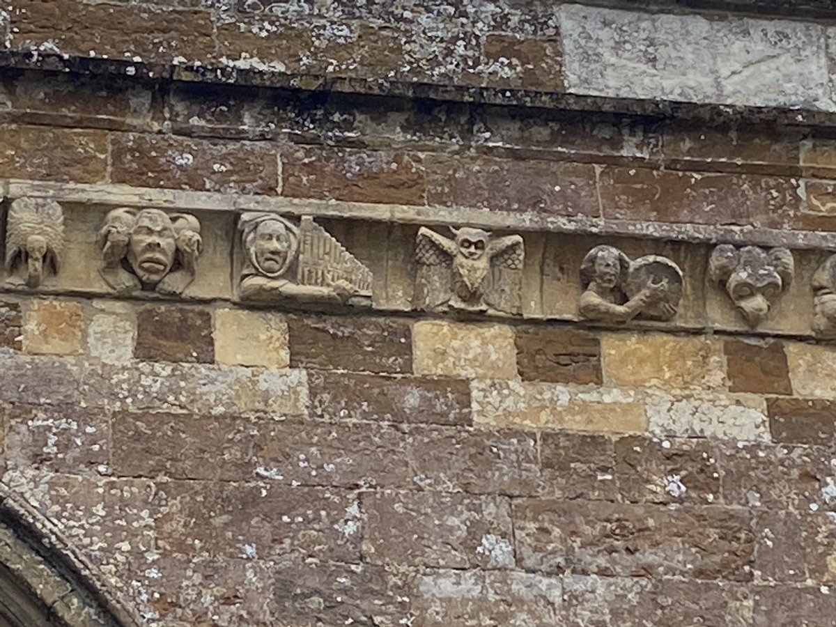 Musicians and other assorted beasts under the corbel table Adderbury St Mary #churcharchitecture #oxfordshire