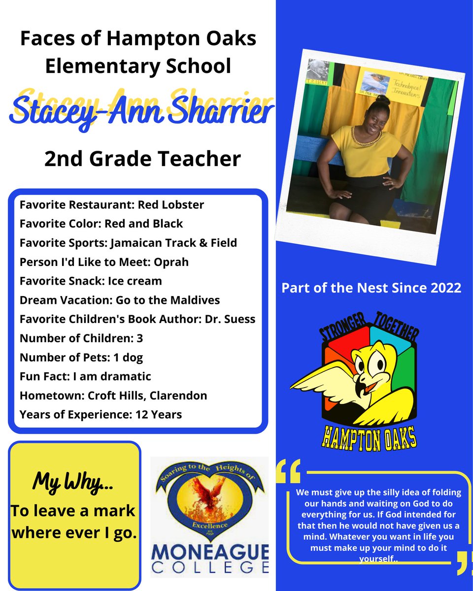 HamptonOaksElem's tweet photo. Join us in welcoming Stacey-Ann Sharrier to the 
@HamptonOaksElem team! Welcome, Ms. Sharrier and thank you for choosing to be a part of our team at Hampton Oaks! #Gameon2022
#SCPSMentor360 #M360VIP #PrepForSuccess https://t.co/7OfVa30OoY