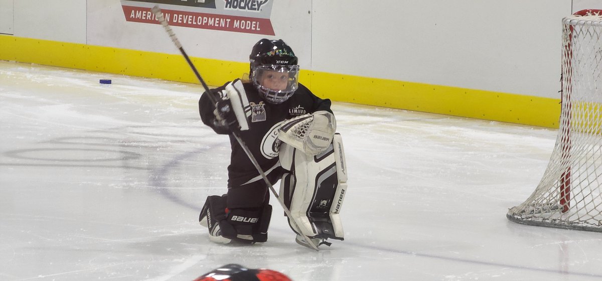Hudson_Hornet19's tweet photo. We may have a future @BuffaloBeauts tendy in the making. First game playing goalie and she had a blast.
#U8
#IceHogs
#NWAHA https://t.co/YDrI2bahcZ