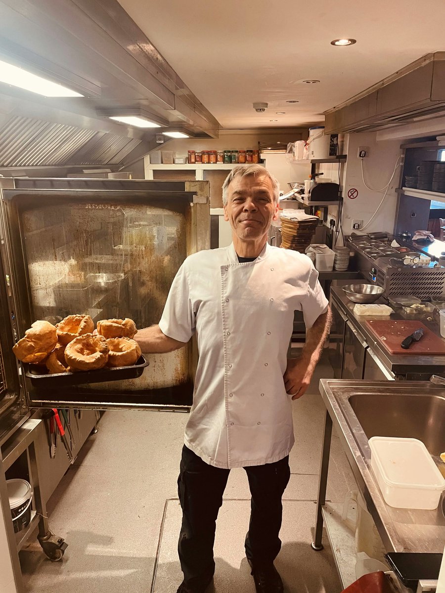 Our wonderful chef looking very happy with his yorkshire puddings!
Nothing to do tomorrow? then why not come and have a roast dinner here at brewhouse and kitchen (you get to try one of these delicious handmade yorkshire puddings too)
