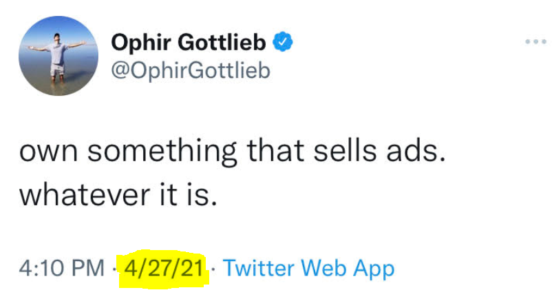 OgPerspective's tweet photo. π£οΈ"Own something that sells ads." Whatever it is. It's really that easy to become one of the best investors in the world. $PINS $SNAP $ROKU. #CMLPro #perspective https://t.co/NydUU1wom0