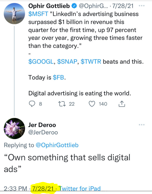 OgPerspective's tweet photo. π£οΈ"Own something that sells ads." Whatever it is. It's really that easy to become one of the best investors in the world. $PINS $SNAP $ROKU. #CMLPro #perspective https://t.co/NydUU1wom0