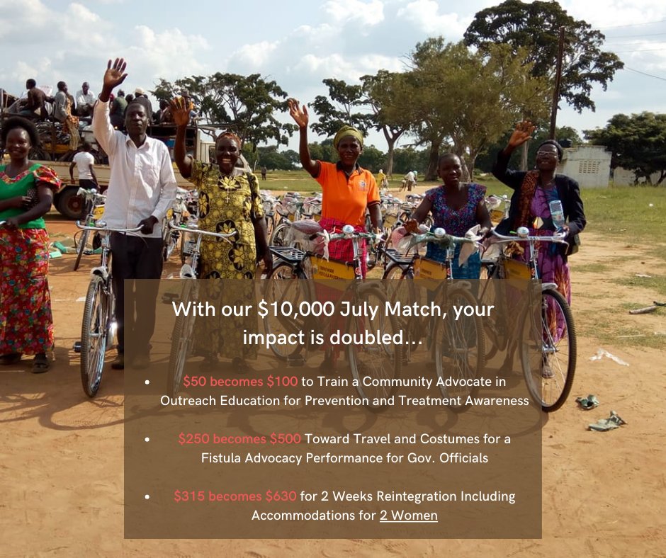 Your donation is still eligible to be DOUBLED with our $10,000 matching gift. Every penny counts in helping #fistula #survivors reintegrate into their communities after a successful #surgery. This matching gift ends tomorrow: donatenow.networkforgood.org/worldwidefistu… Photo Courtesy of Terrewode