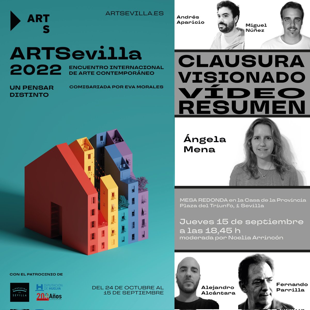 Día 15 de septiembre a las 18.45h - JUEVES
______________________________
¡Atención! ⚠️ CAMBIOS DE FECHA EN LAS DOS ÚLTIMAS MESAS REDONDAS <a href="/ArtSevilla/">ARTSevilla</a>

¿Dónde será? CASA DE LA PROVINCIA - Plaza del Triunfo, 1, Sevilla

¿Qué veremos? MESA REDONDA moderada por <a href="/NArrincon/">Noelia Arrincón</a> + vídeo