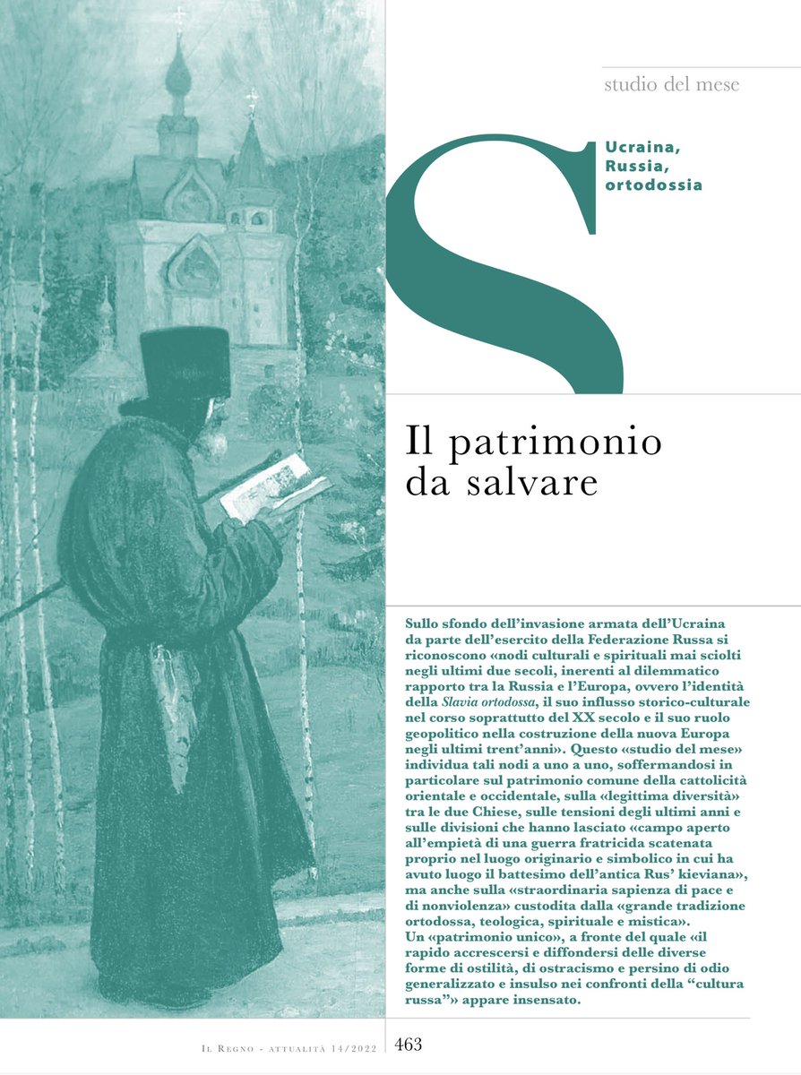 AG_Chizzoniti's tweet photo. Su @IlRegnoatt 14/2022 lo studio del mese 
L'ortodossia da salvare
Ucraina, Russia, ortodossia. Il patrimonio da salvare di Natalino Valentini
La crisi della Chiesa ortodossa di Vladimir Zelinsky

Ne discutiamo a Piacenza @Unicatt il 16/9 @olir_info 
https://t.co/bcYUAJf3pe https://t.co/3LUjPgDcQR