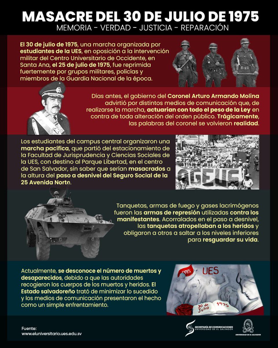 UESoficial's tweet photo. Este día conmemoramos 47 años de esta fatídica fecha para nuestra universidad. #VerdadMemoriaJusticiayReparación https://t.co/xa8sZWsQK8