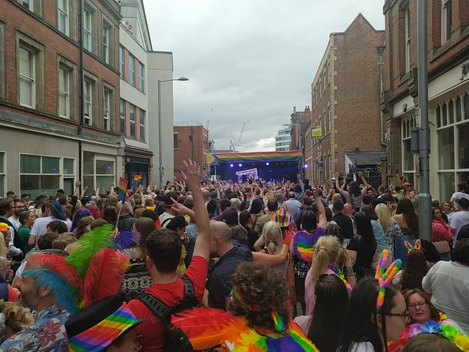 BiBuddhist's tweet photo. Missed the march but the street party after was pretty good #nottinghampride https://t.co/ejkfh3KfCv