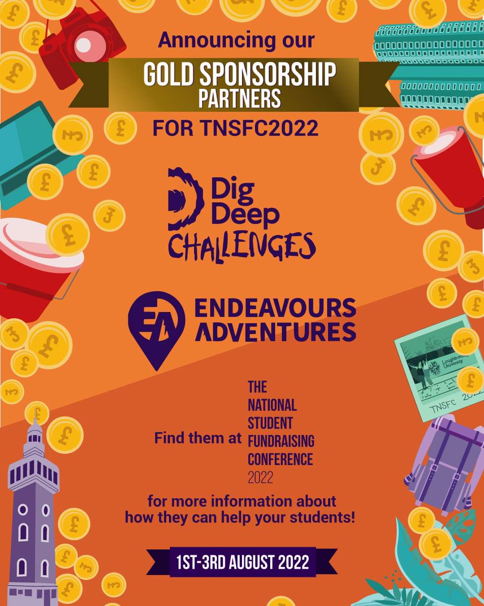 Announcing our gold sponsors! 🥇

Conference would not be possible without our sponsors and the ever lovely Dig Deep and Endeavours Adventures are our gold sponsors for this year's event.

You can find out more about how they can help your students at TNSFC 22 in just 2 days! 🧡