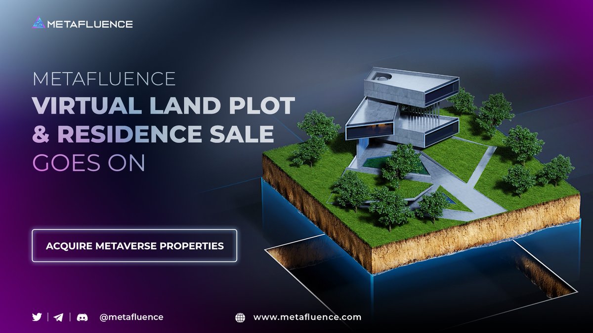 Are you into the #Metaverse but not sure where to start from? First, you need a home - your private virtual space in the Metaverse.

🏝 You can acquire virtual Land Plots and Residences in #MetafluenceCity now and start your Metaverse journey: app.metafluence.com/city/