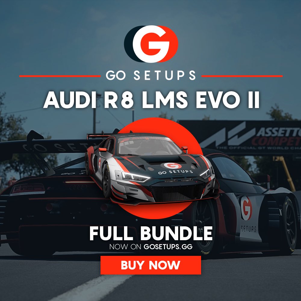 The Audi Full Bundle is Live❗️

Get yours at: https:gosetups.gg
.
.
.
#assettocorsa #assettocorsacompetizione  #simracing #esports #fast #go #setups #race  #racesetups #racing #SRO #gt3 #audi #bmw  #honda #ferrari #porsche #lamborghini #mclaren  #bentley #astonmartin