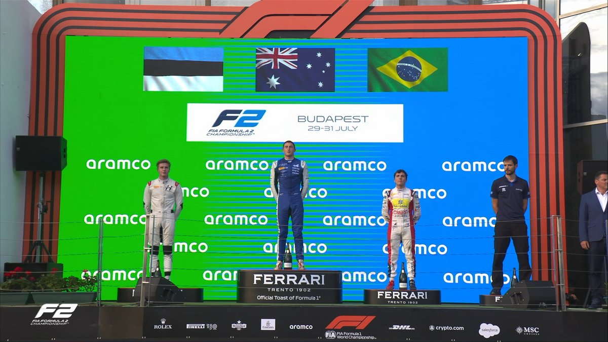 Your Sprint Race podium 💫 🥇 Jack Doohan 🥈 Juri Vips 🥉 Enzo Fittipaldi #HungarianGP #F2