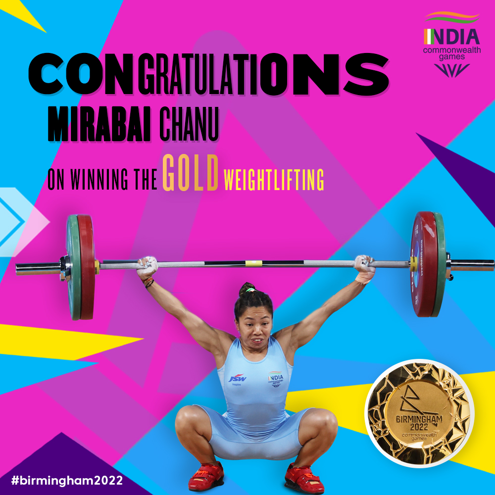IOS Sports & Entertainment (@iosindiaoff) on Twitter photo The golden girl <a href="/mirabai_chanu/">Saikhom Mirabai Chanu</a> wins the first #Gold medal for India at CWG 2022 by lifting 201kgs in the weightlifting event (49kgs) and in the process set a new CWG record.
#cwg #B2022 #birmingham2022 #teamindia #weareteamindia #cwgrecord #iossportsathlete #goldmedalindia The golden girl <a href="/mirabai_chanu/">Saikhom Mirabai Chanu</a> wins the first #Gold medal for India at CWG 2022 by lifting 201kgs in the weightlifting event (49kgs) and in the process set a new CWG record.
#cwg #B2022 #birmingham2022 #teamindia #weareteamindia #cwgrecord #iossportsathlete #goldmedalindia