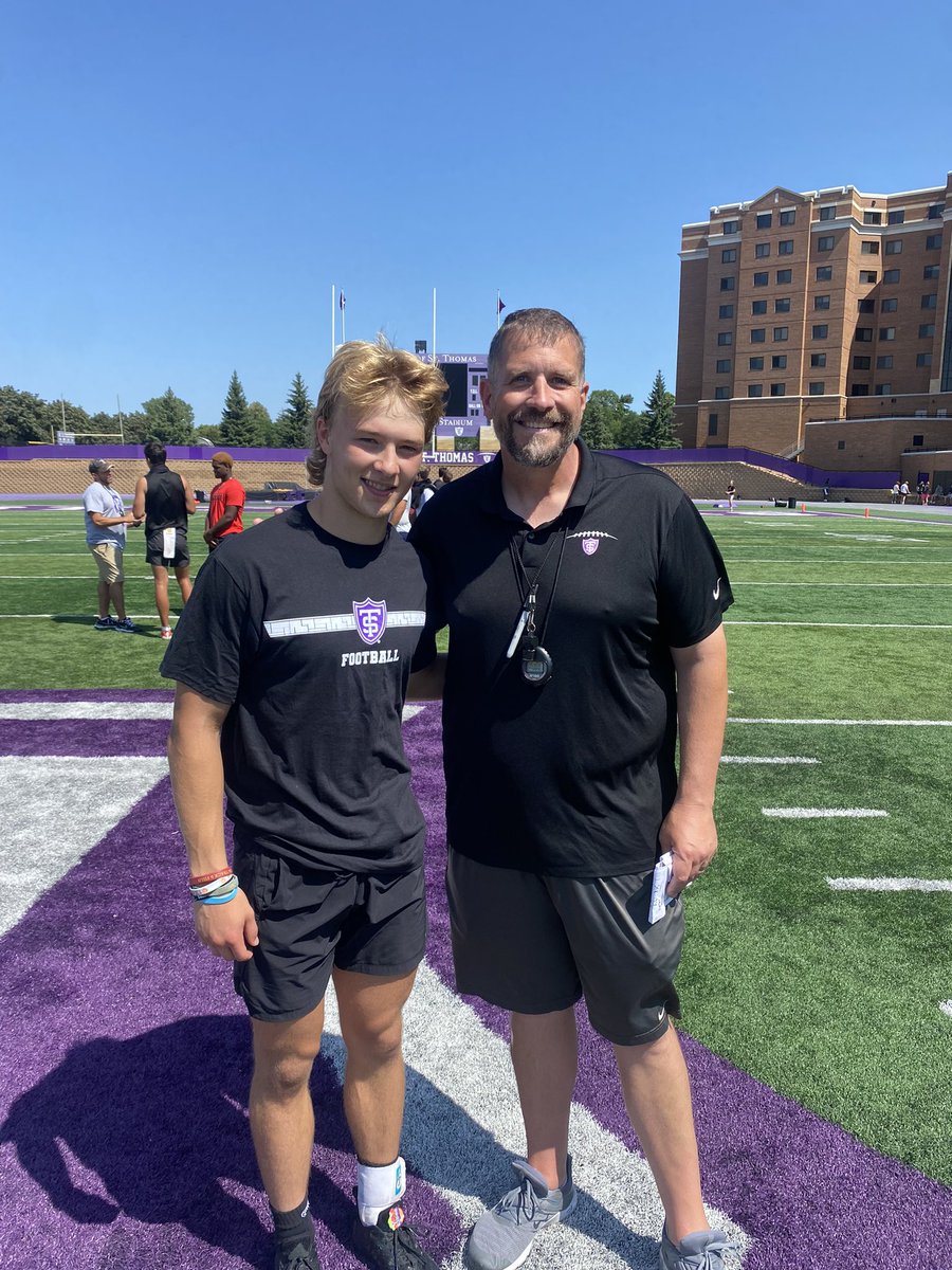 #AGTG After a great camp and a great conversation with <a href="/douglichten/">Doug Lichtenberger</a> I’m blessed to receive my first D1 offer to the University of Saint Thomas!! <a href="/Coach_Caruso/">Coach Glenn Caruso</a> <a href="/UST_Football/">St. Thomas Football</a>