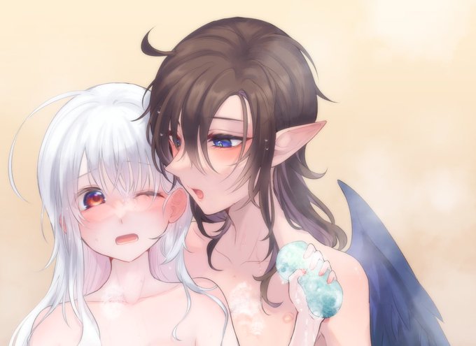 #創作百合 洗ってあげよっか…♡🛁 