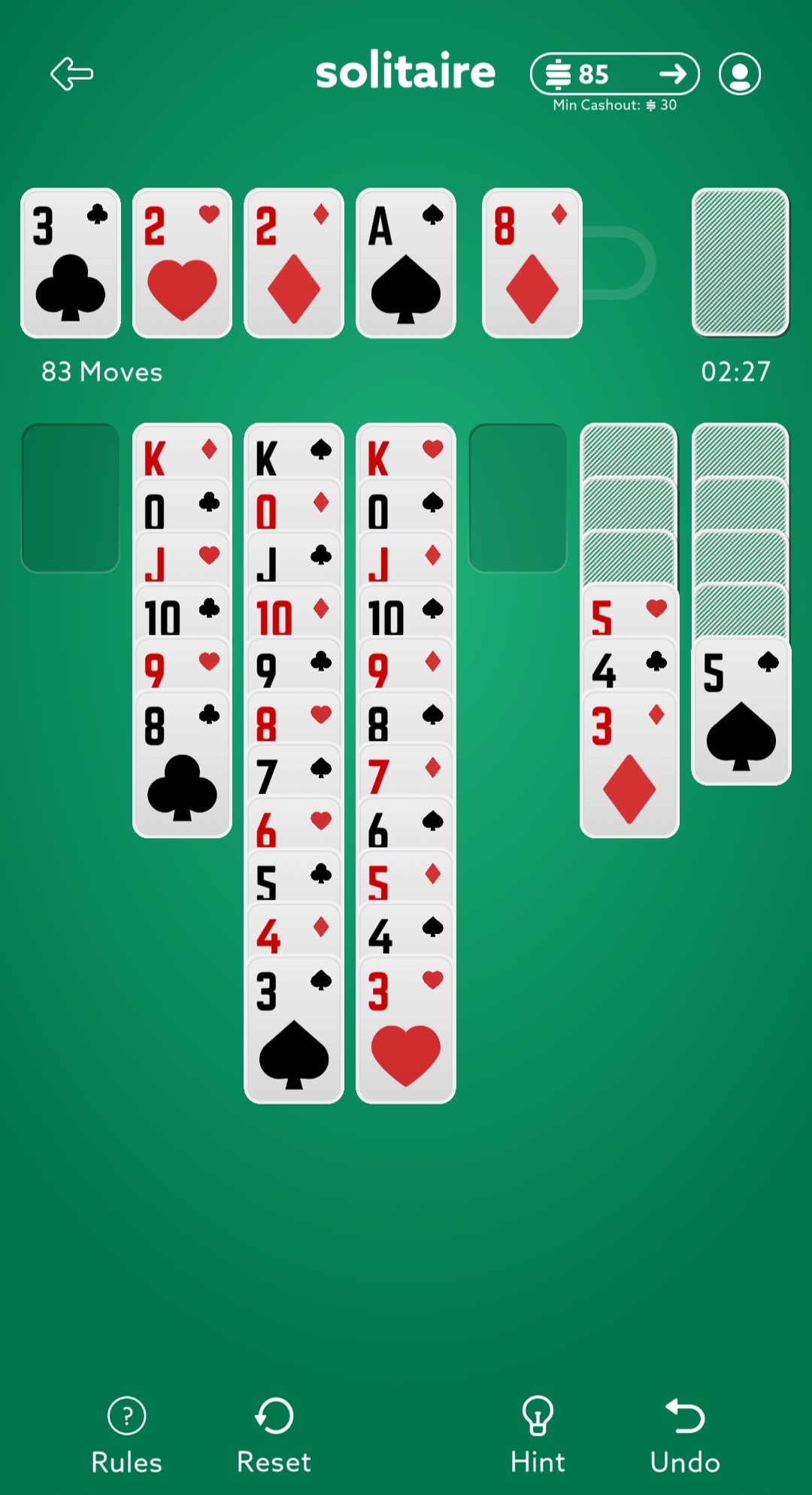 Freecell Solitaire - Green Felt  Solitaire, Solitaire games, Games to play