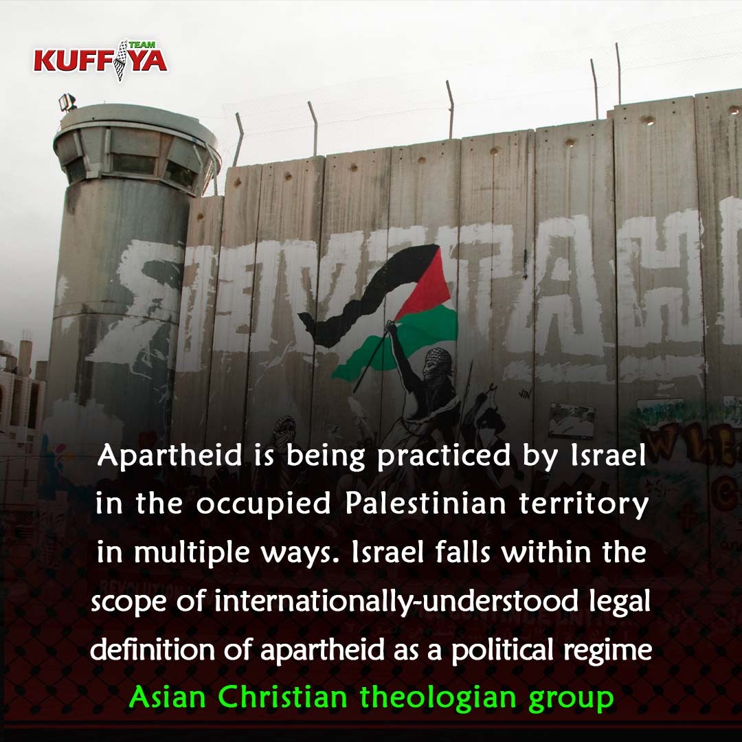 Asian Christian theologians group said that Israel as a political regime falls within the internationally-understood legal definition of apartheid.